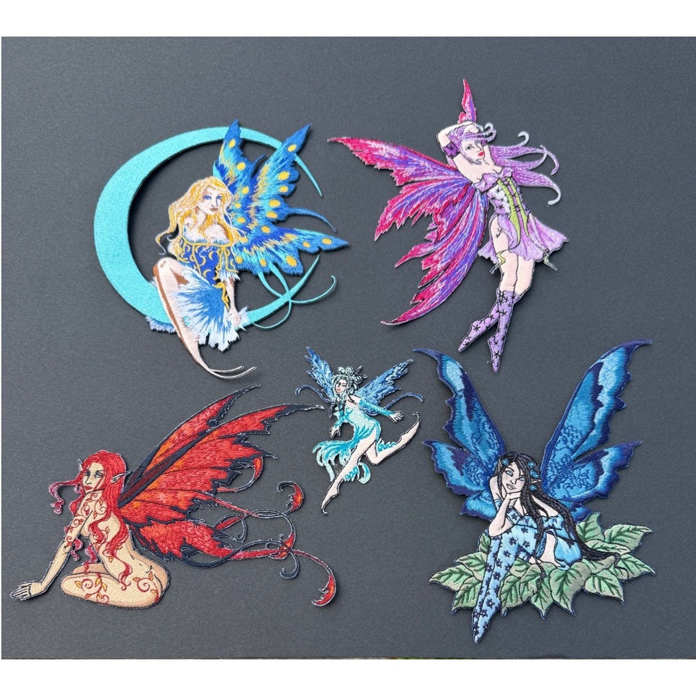 Amy Brown Fairy Patches 2004 Vintage Embroidered Large Iron On Fantasy Art 5pc